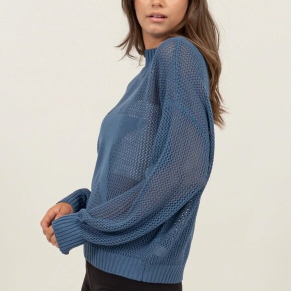 Brooke Star Pattern Open-Stich Sweater | Women's Blue Top | Trendy Style - Picture 8 of 8